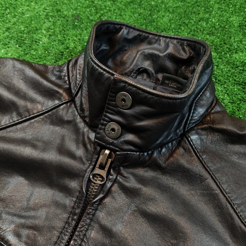 G-star Leather Jacket Womens Small COWHIDE Buckle Black Full Zip OUTDOORS RAW - Picture 3 of 20