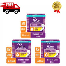 Poise Microliners Panty Liners, 1 Drop Lightest Absorbency, Long, 50 Ct, 3 Pack