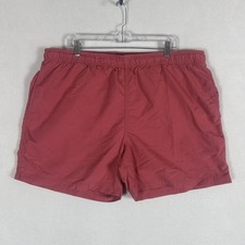 Lands' End Mens Swim Trunks Size XL 40-42 Lined Shorts Solid Red Pockets Pool