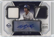 2012 Museum Collection Signature Swatches Dual Relics 63/70 BJ Upton Auto 0o48