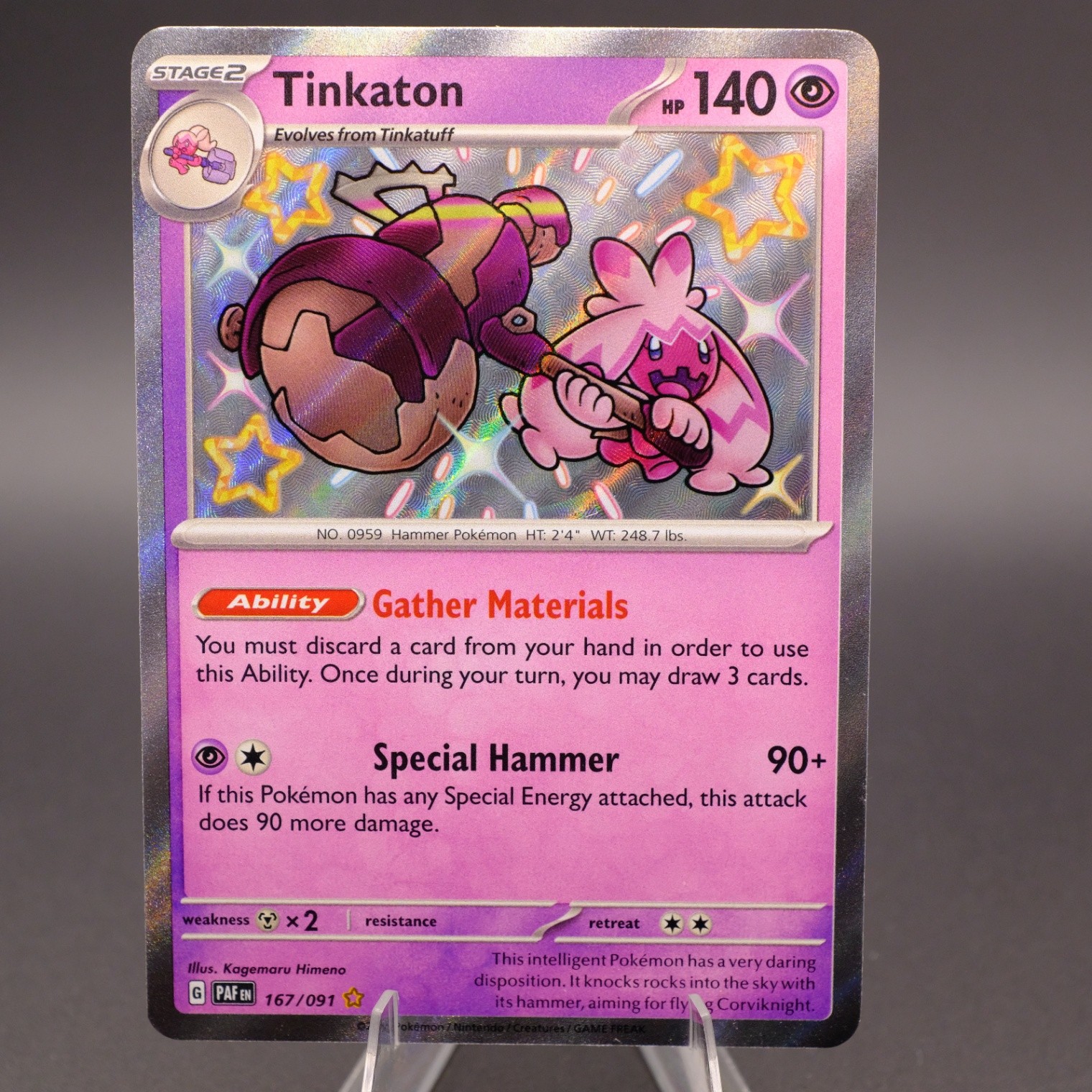 Tinkaton 167/091 Holo Shiny Rare SV: Paldean Fates NM