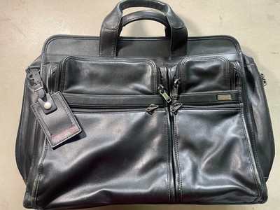 TUMI Alpha Expandable Premium Leather Briefcase Laptop Messenger Bag Travel