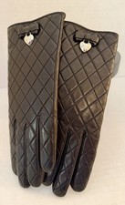 Coach Women's Quilted Gloves Leather/Wool, Bow  Heart Charm, Size 6 1/2 NWT