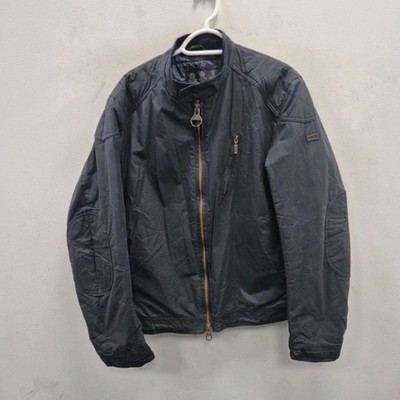 Barbour Argyle Wax Waterproof Navy Biker Quilt Country Rain Jacket Coat Size XL