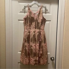 Dress the Population Blair Sequin Embellished Sleeveless Fit&Flare Dress Size L