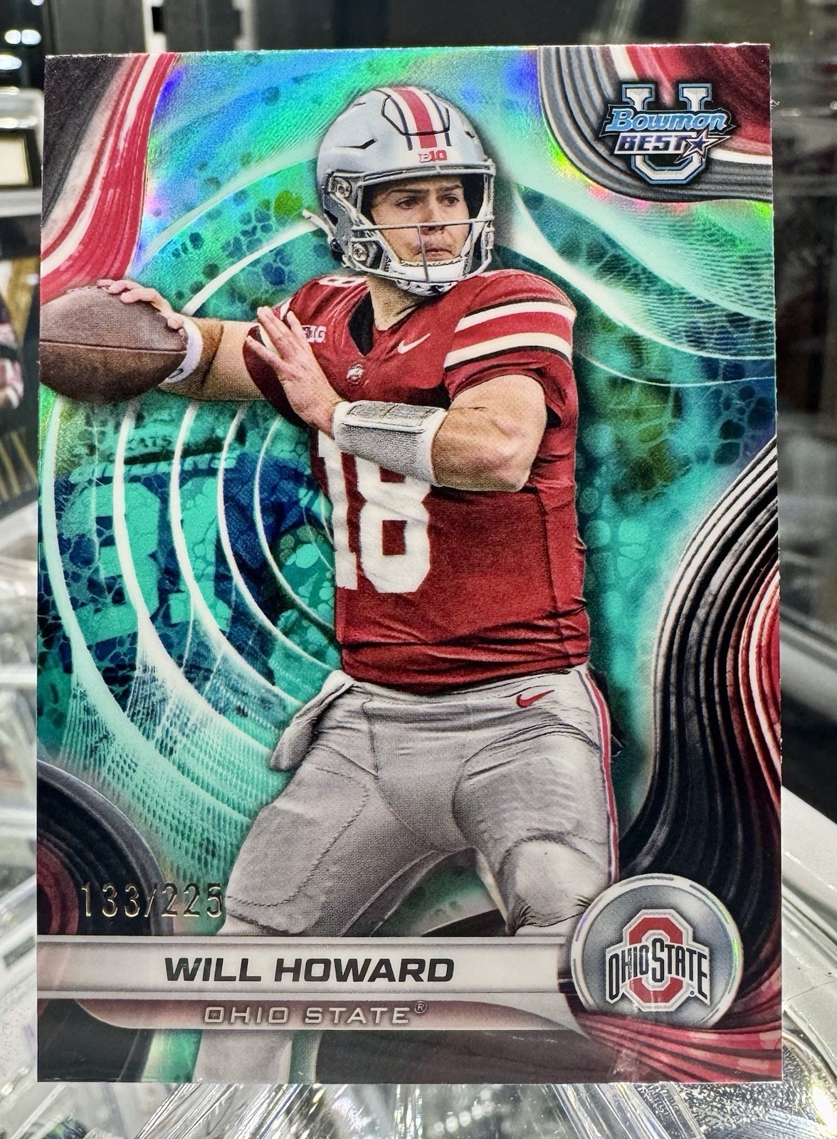 2024 Bowman Best U Will Howard Aqua Refractor #/225 Buckeyes
