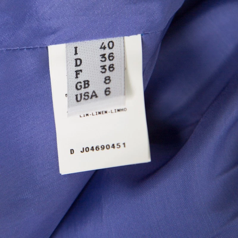 Abito Moschino blu floreale stampato lino seta barca collo a turni S