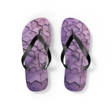 Purple Geometric Hexagon Pattern Flip Flops Abstract Honeycomb Design