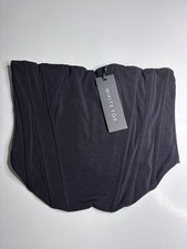 White Fox Black Sharp Edges Bustier Top Strapless Mesh Size L NWT