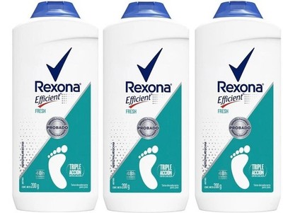 Rexona Efficient Powder FRESH Talco Foot Pies Deodorant 200g Each - 3 PACK