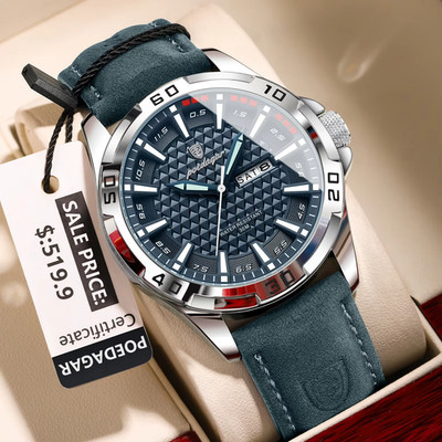 POEDAGAR Original Man Wristwatch Top Luxury Waterproof Luminous Date Week Watch 