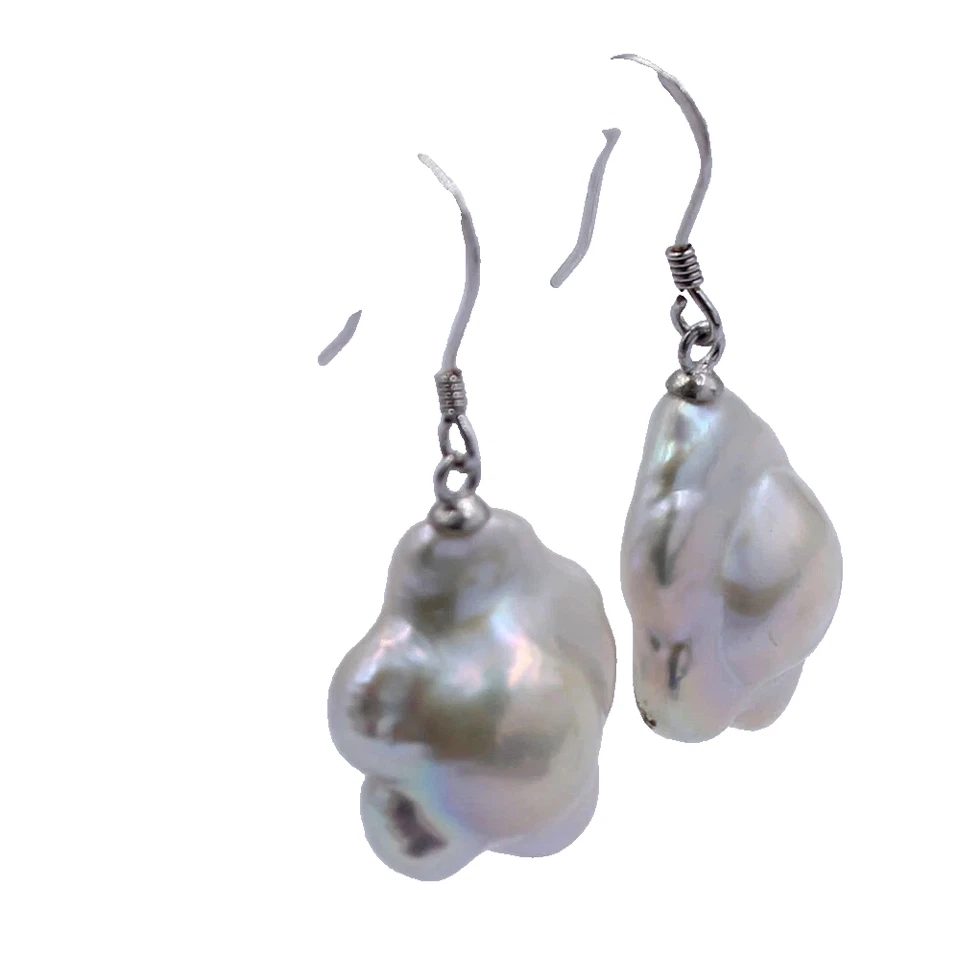 Introvabili FAVOLOSI ORECCHINI pendenti ARGENTO 925 PERLE VERE NATURALI FIORE - Immagine 3 di 4