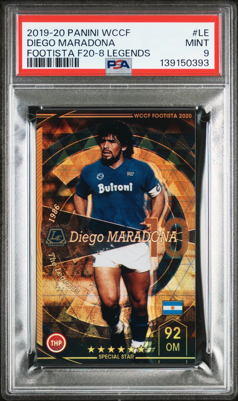 Diego Maradona 2019 Panini WCCF Footista F20-8 Legends #LE Napoli PSA 9
