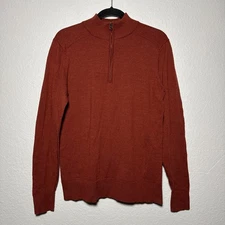 Smartwool Kiva Ridge Sweater Merino Wool Blend Half Zip Pullover Men M Orange