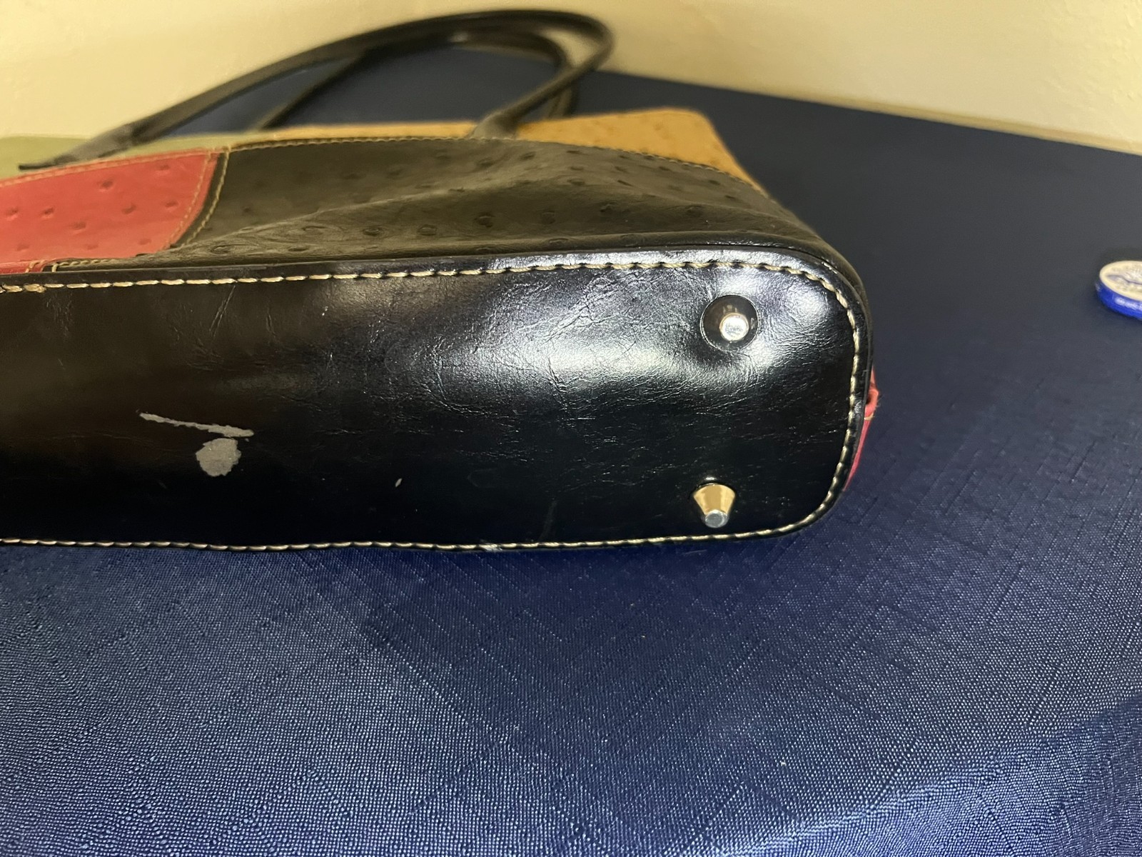 Faux Leather Patchwork Multicolored Zippered Hand… - image 10