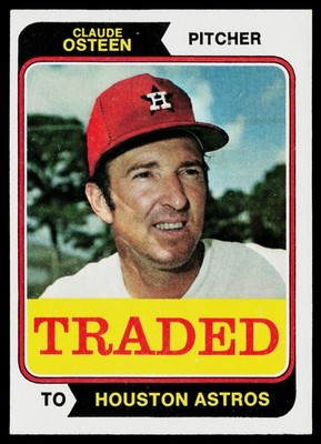 1974 Topps SET-BREAK #42T Claude Osteen EX or Better, (HUCK'S)
