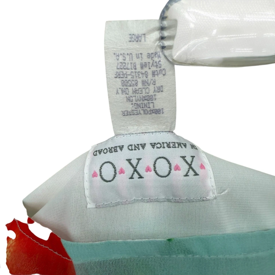 Vintage 1990s XOXO Blue Peach and Rose Print Flyaway Top, Made in USA, Size L - Image 4 of 4