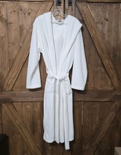 L.L.Bean White Plush Fleece Hooded Bathrobe XL REG Soft Spa Robe Made in Turkey