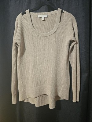 Michael Kors Neutral Beige Scoop Neck Knit Sweater Sz Small