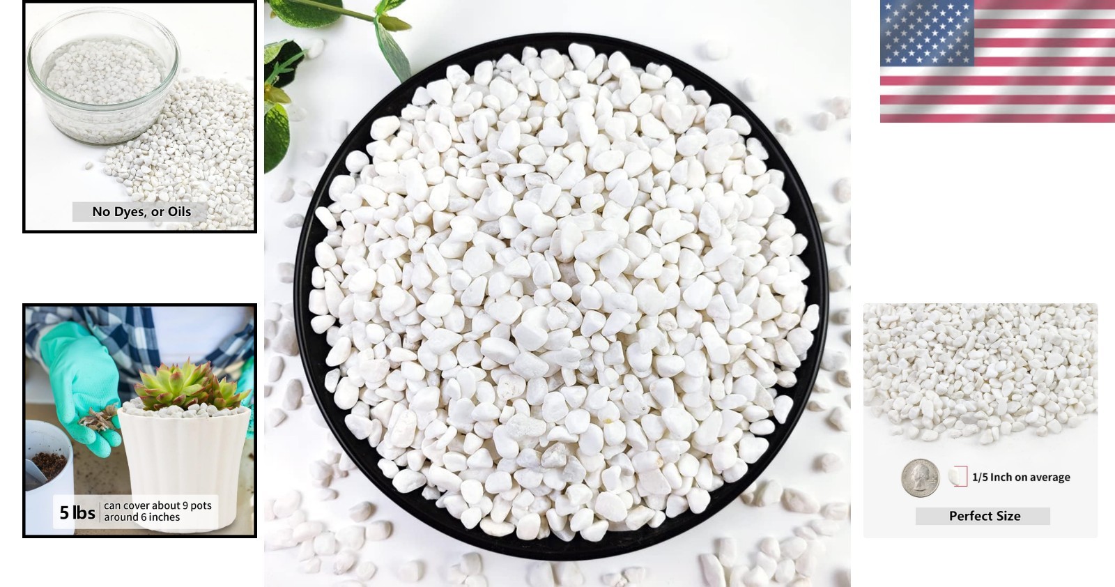 Versatile 5LB White Gravel Pebbles - Ideal for Plants, Terrariums, and Decor