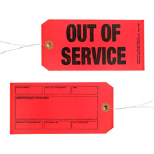 Out of Service/Maintenance Required Tags 50-Pk., Clipped Corners with 12" Tag Wi