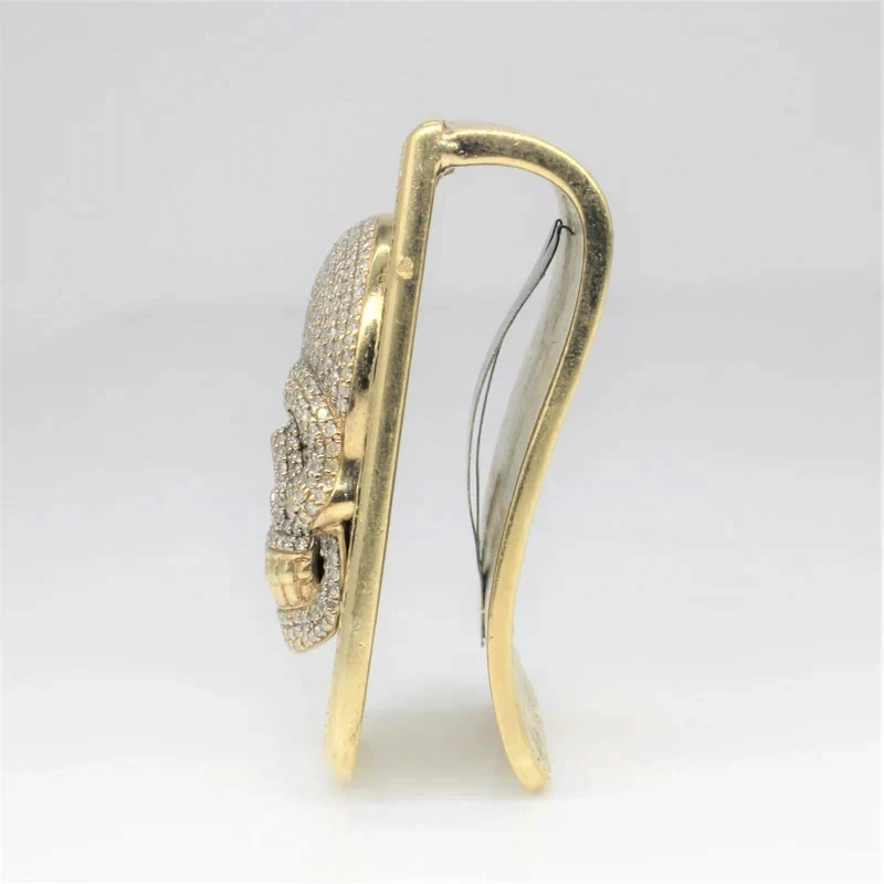Black & White Full Pavé Diamond 18K Yellow Gold Over Money Clip For Unisex 1PC - Image 3 of 4