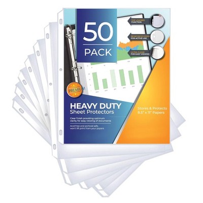 Clear Page Protectors, 50 Sheets, Heavy Duty, 3 Ring Binder, 8.5x11
