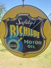 Vintage Porcelain Richlube Motor Oil “100% Pure Pennsylvania” Metal Sign, 11.75" — photo 1
