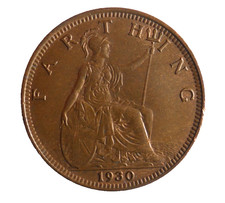 1930 GREAT BRITAIN FARTHING - Excellent Coin - FREE SHIP - Farthing Bin #3