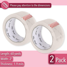 2 Pack Packing Tape 2 Inch Wide 60 Yards 1.9Mil No Smell Clear for Shipping