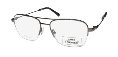 #ad NEW TIMEX 5:24 PM EYEWEAR METAL amp; PLASTIC GRAY GM 58 16 150 HALF RIM PILOT MENS $21.21
