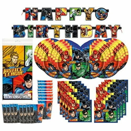 DC Comics Justice League Superheros Birthday Party Supplies Pack Bundle