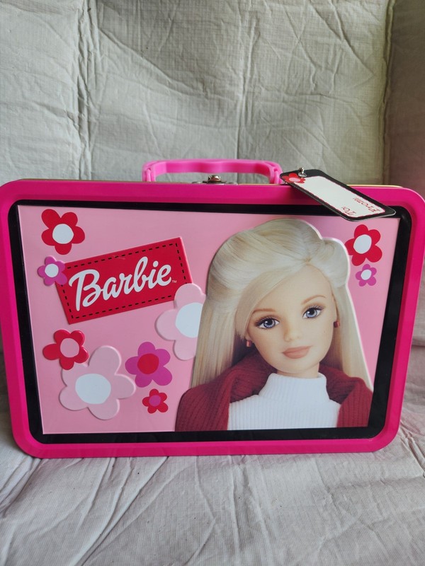 Mattel Barbie Reusable Collector Metal Tin Gourmet Popcorn Carrying Case Storage