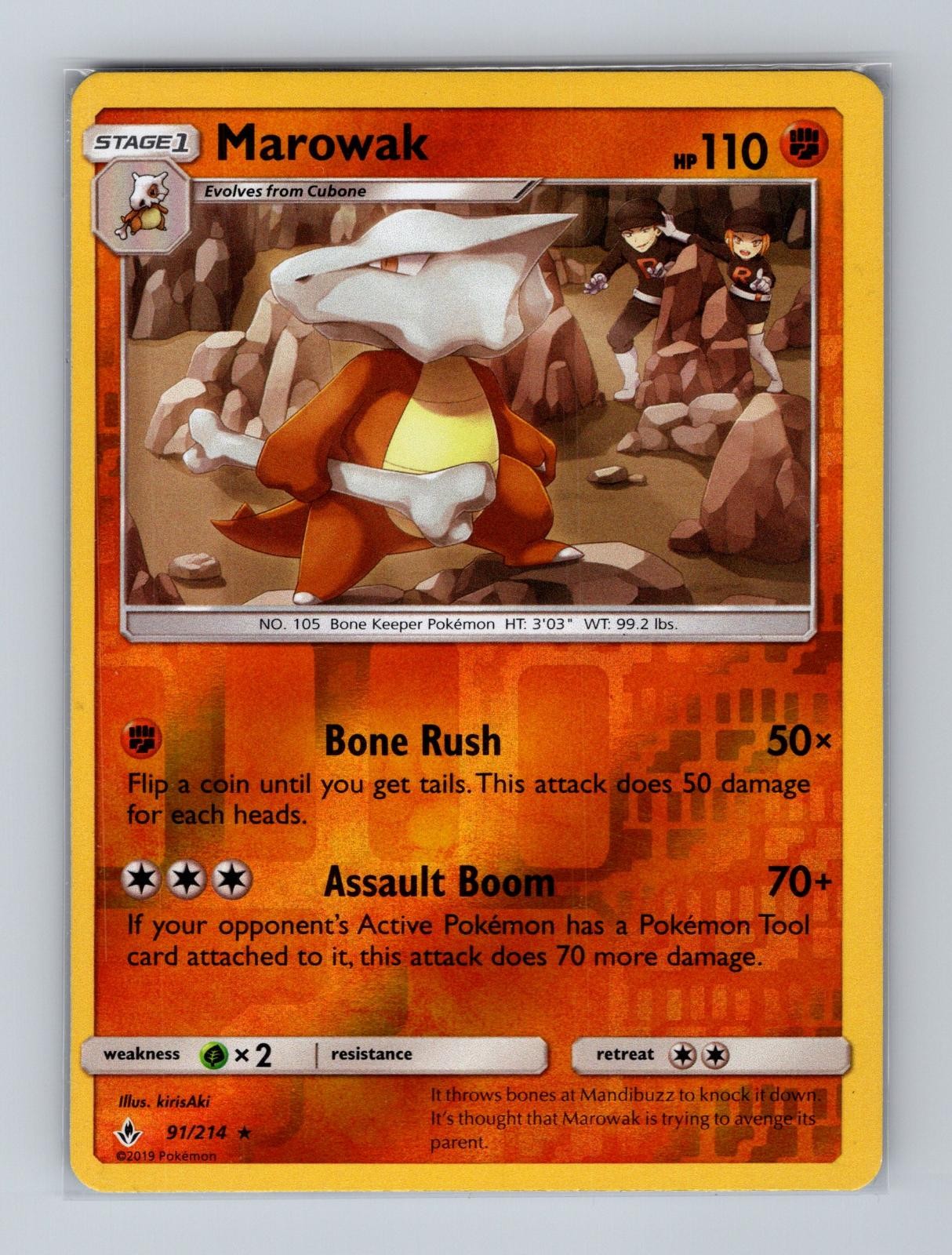 Marowak 91/214 Rare Unbroken Bonds Pokemon Reverse Holo Lightly Played