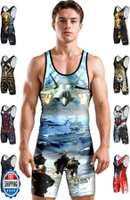 Exxact Sports Sublimated Men's Wrestling Singlet, High-Performance Powerlifti