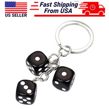 Lucky Dice Keychain With 3 Dice Charms Fun Novelty Gift For Gamers Cars Unisex