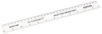 Q-Connect Ruler Shatterproof 300mm White (Inches on one side and cm/mm on the ot