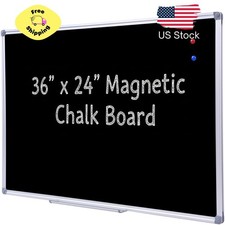 36 x 24 Inch Magnetic Black Chalkboard for Wall, Wall-Mounted School Blackboard