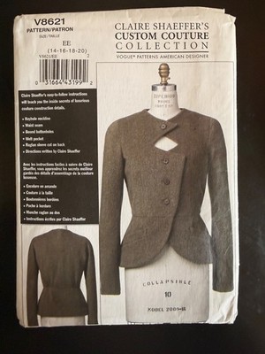 New Vogue 8621 Claire Shaeffer's Custom Couture Jacket Sewing Pattern, 14-20