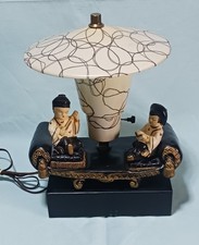 Vintage 1950's Mid-Century Modern Asian Chalkware TV Lamp