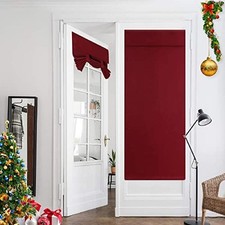 HOMEIDEAS Burgundy Blackout Door Curtains Red Privacy French Door Curtains, 26 X