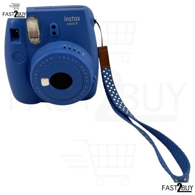 Instax Mini 9 Sofortbildkamera Blau mit Blitz und Handgelenkschlaufe
