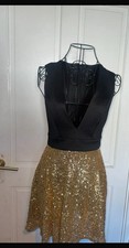 Black And Gold Deep Cut Mini Dress Size S