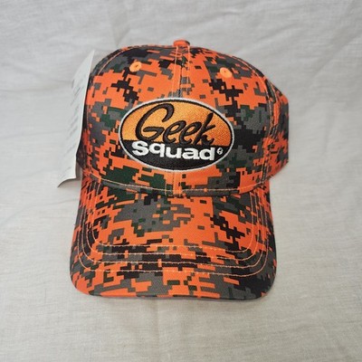 Geek Squad Orange Black Adjustable Digital Camouflage Strapback Hat Baseball Cap