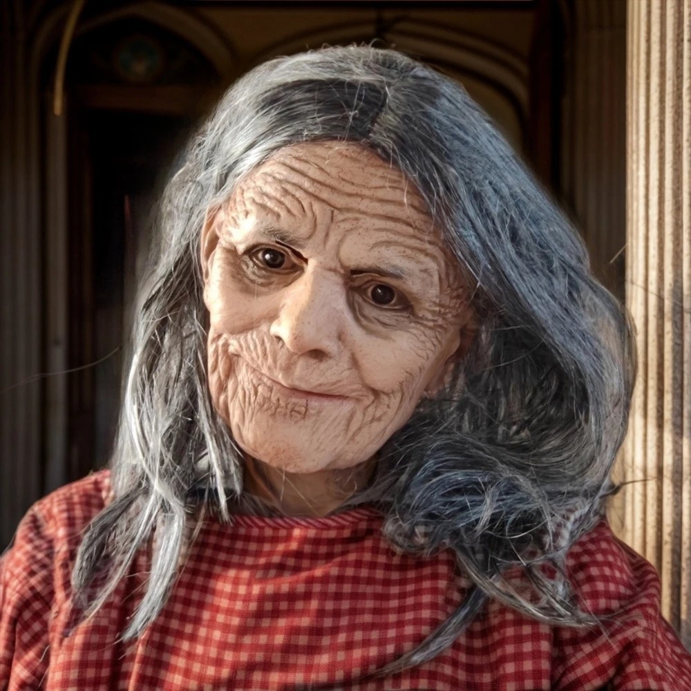 Máscara de Halloween Vieja Dama Bruja Demonio Horror Látex Vestido Elegante Juegos con disfraces Accesorios