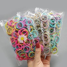 100 Pc Small Colorful Nylon Rubber Hair Ties Elastic Ponytail Holders Girls