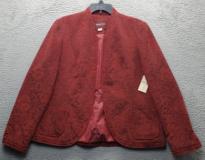 Coldwater Creek Chenille Jacquard Jacket Womens L Multi Floral Lined Open Front