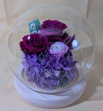 Preserved Purple Rose with Angel Glass Dome, Handmade Eternal Flower Gift