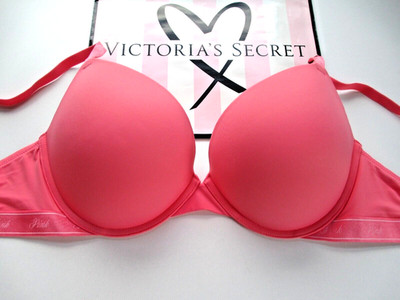 VICTORIA'S SECRET PINK Super Push-Up Bra VS Crazy For Coral 36D