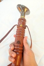 22" Solid Brass Oval Shoe Horn Long Handle Wood Leather Handmade Dressing Aid